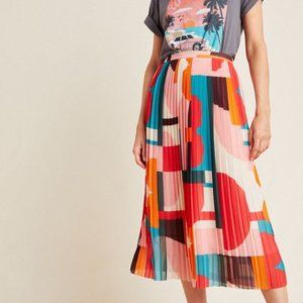Anthropologie Maeve Pleated  Skirt